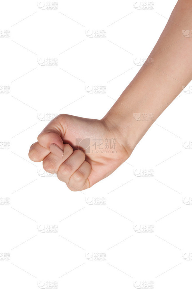 攥紧的拳头被隔绝的女性手