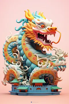 东方龙中国龙神话神奇神秘祥瑞吉祥建筑模型
