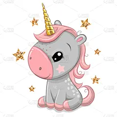 分离着色,黄金,独角兽,有角的,可爱的,肖像,自然美,动物,问候,绘制