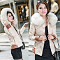 2014韩版冬季新款女装加厚大码外套连帽大毛领修身羽绒服女短款