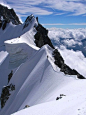 Rochefort Ridge, Mt. Blanc, Alps. On the border between Italy and France: 