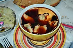 饺子,纯正波兰人,普通甜菜根,传统,配方,波兰,食品,餐巾,自制的,罗宋汤