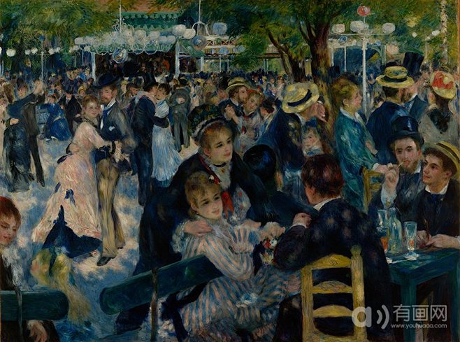 红磨坊街的舞会 - the ball at the moulin de la galette名画背影