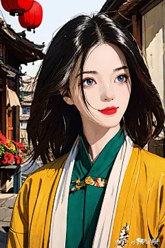 美图壁纸 线条水彩游江南