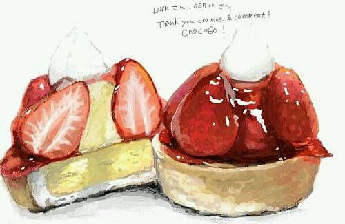 #草莓蛋糕#插画