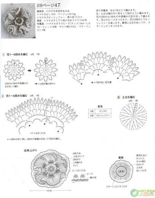 （清晰的教程和图解）漂亮的钩针胸花 （整...