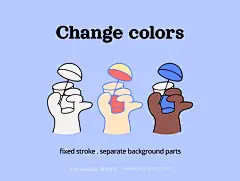 30款趣味卡通扁平化可爱手指手势动作手语表情包插图插画矢量素材素材