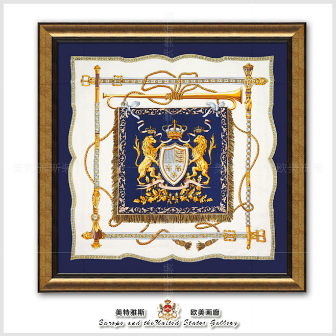 爱马仕丝巾装饰画 进口挂画 个性画 佩剑...
