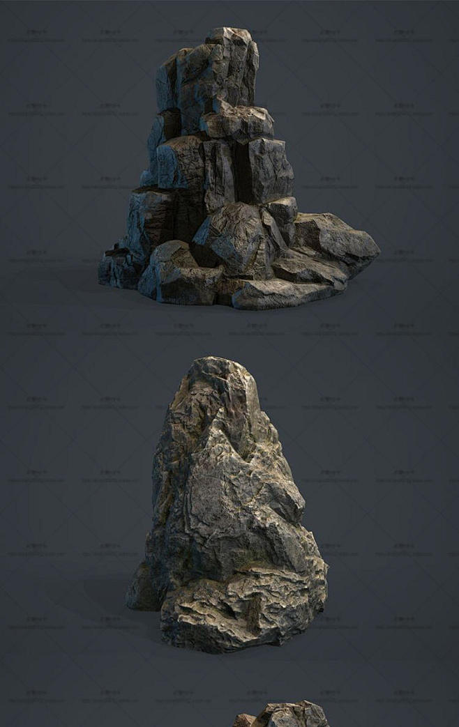 次世代石头3d模型贴图 3dsMax F...
