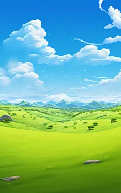 春天蓝天白云草地壁纸