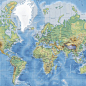 Photo Wallpaper - World Map Detailed - Without Roads