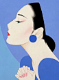 #我的生活美学#鹤田一郎的蛇蝎美人绘 日本插画师 鹤田一郎（Ichiro Tsuruta）

1954年出生熊本县，他的版画继承了琳派的细腻圆润、温柔典雅。

琳派系列风格的美人绘，无比怨媚，让人过目不忘，传神至极。

他笔下的东方女子，以极简的线条表现和传神的五官表达。...展开全文c