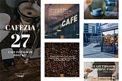 咖啡品牌Instagram社交推广设计图文排版广告AI矢量模板素材包 CAFEZIO – Instagram Post Kit