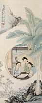 【芭蕉仕女图 立轴 设色绢本】拍卖品_图片_价格_鉴赏_绘画_雅昌艺术品拍卖网