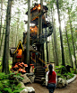 The World’s Coolest Tree Houses - BY DAVID HOCHMAN

Enchanted Forest
Hansel and Gretel meet Jack and the Beanstalk at this fairy tale tree house in Canada’s Rockies. With phantasmagoric mushrooms guarding the entrance, visitors enter up a spiral stair