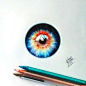 巴西插画师Gelson Fonteles 用圆珠笔画的七彩眼睛