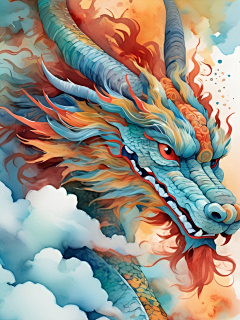 梅椰采集到灵感 AI绘画 神龙