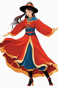 藏族人物传统手绘插画