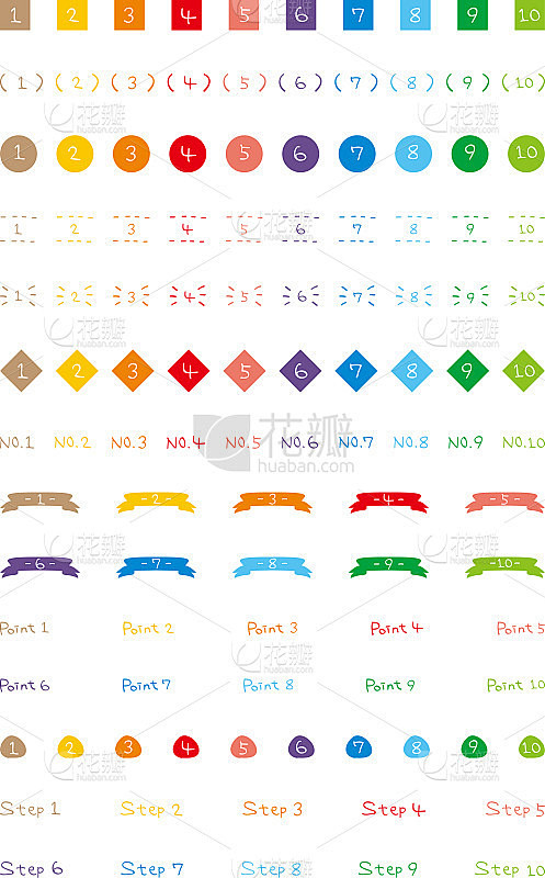 Label seal icon set with numbers