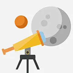 手绘卡通宇宙天文望远镜