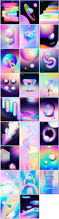 蒸汽波色彩渐变多彩炫酷彩虹色抽象艺术梦幻海报PSD模板设计素材-淘宝网