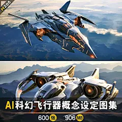 AI科幻飞机造型设定素材 未来世界战机设计 飞行器载具插画设计图-淘宝网
