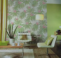 金乐墙纸网 绿色田园风景 温馨树叶小碎花 客厅沙发背景墙壁纸-淘宝网