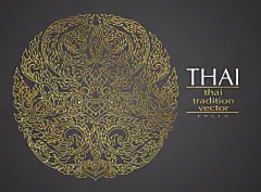 泰国民间艺术花纹装饰矢量