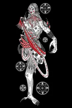 山海經-神·[光鬼]：又西百二十里，曰剛山，多柴木，多㻬琈之玉。剛水出焉，北流注于渭，是多神[光鬼]，其狀人面獸身，一足一手，其音如欽。