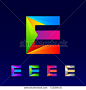 Letter E logotype design set made of 3d, Origami, Geometric and Polygon with Glossy colorful and gradient, Rainbow Vibrant Colors for your Corporate identity vector design template