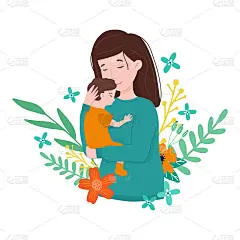 快乐的年轻妈妈拥抱她的宝宝。祝您母亲节快乐。