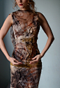 Eco fashion dresses  Nuno felted and eco printed dress  from natural silk and wool dyed with plants OOAK