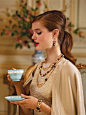 Perfect hair make-up with camel outfit and tea!  she's so timeless and classy: 