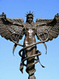 Ishtar Angel Caduceus Statue–Peacock Angel–Melek Taus