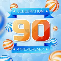 Realistic Ninety Years Anniversary Celebration des