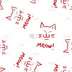 可爱的,猫,式样,肖像,壁纸,动物,猫的叫声,吉祥物,草图,剪影