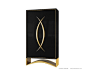 Vincent Armoire shown in Black Lacquer and Satin Brass