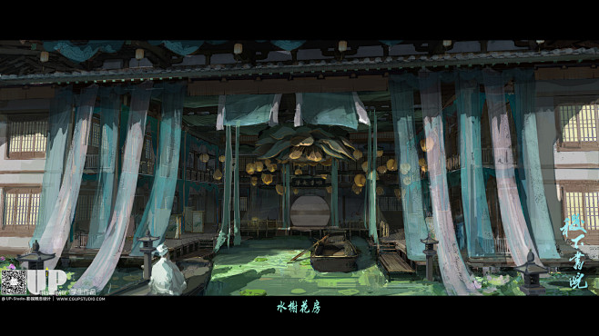 影视概念设计-气氛图-古装外景-书院场景-水榭花房-琴棋书画