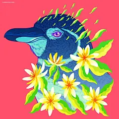 Jen Bartel 梦幻般的猫咪插画 韩国 超现实主义 色彩构成 色彩 肖像插画 矢量插画 梦 手绘 彩虹 宇宙 喵星人 动物 