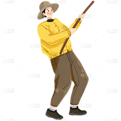 扁平-钓鱼人物常规贴纸