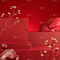 用金枝和岩石抽象背景图模拟空红步表演3D渲染