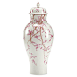 20" Slender Temple Jar, Pink/White