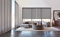 Hunter Douglas Designer Roller Shades Maya Semi-Opaque Zanzibar Grey Living Room Media Room Transitional | JC Licht