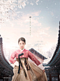 族服装服饰男女中式古典建筑节日海报