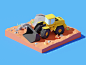 Construction Loader Diorama vehicle construction lowpolyart low poly diorama model isometric lowpoly render design blender illustration 3d