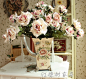 红橡树家居 欧式经典 牡丹花系列 陶瓷手绘花瓶 加4束雪叶玫瑰-淘宝网