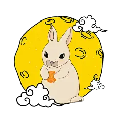 中秋节日中秋佳节月兔吃月饼设计元素