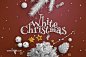 白色灯光圣诞树麋鹿雪花星星装饰圣诞节海报