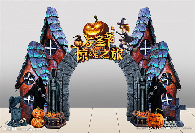 万圣节 万圣节拱门 万圣节海报 万圣门头...