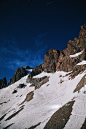 a snow covered mountain under a night sky